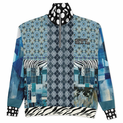 Zima in Frost Patchwork Print Heavyweight Oversized Quarter Zip Sweatshirt