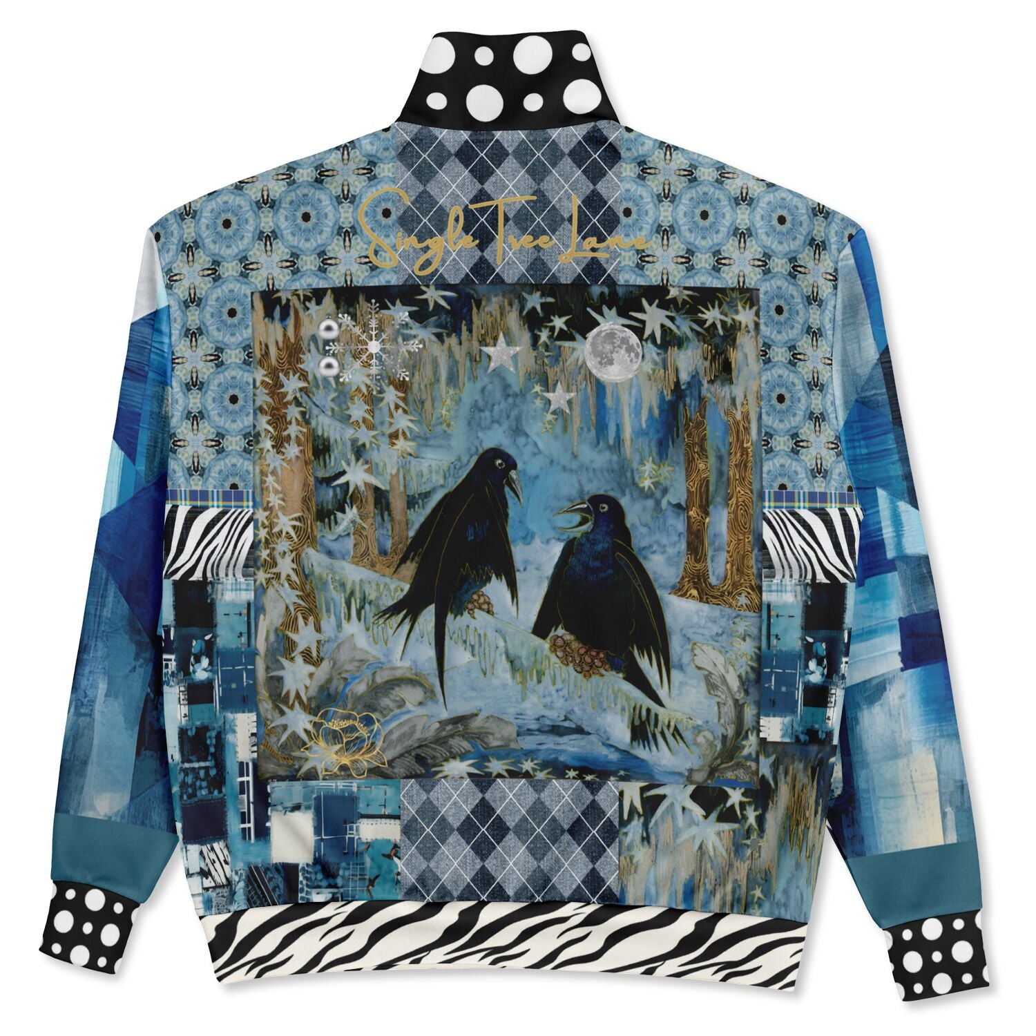 Zima in Frost Patchwork Print Heavyweight Oversized Quarter Zip Sweatshirt