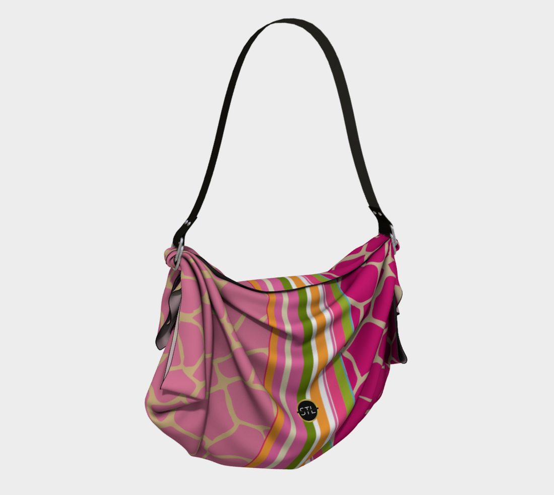 Hip-Hip-Hooray Bolso tipo bufanda tipo hobo con jirafa bicolor rosa