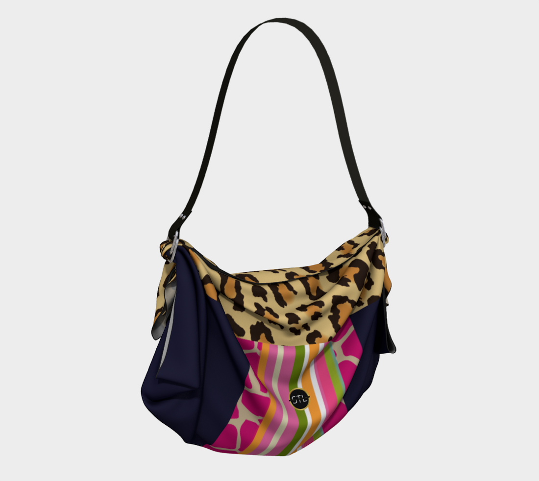 Bolso Hobo tipo bufanda con diseño de guepardo y jirafa rosa de Midnight Train