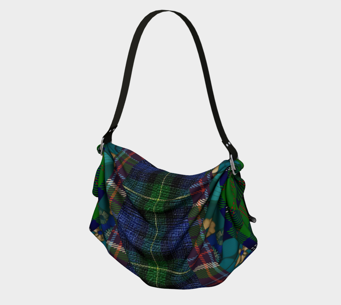 Green Scottish Highland Plaid Hobo Scarf Bag