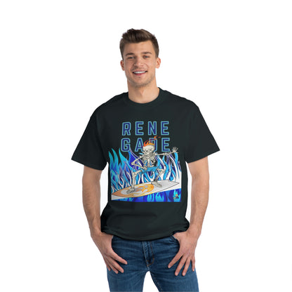 Camiseta pesada Renegade Skeleton Surfer Blue Flame Edition