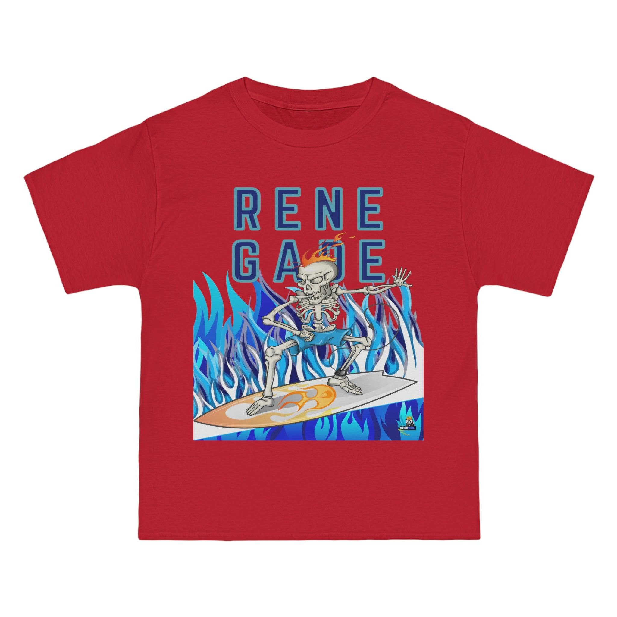 Camiseta pesada Renegade Skeleton Surfer Blue Flame Edition