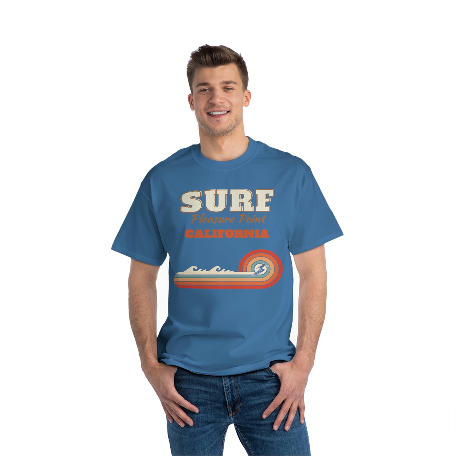 Surf Pleasure Point Vintage Rainbow Stripe Heavyweight Tee