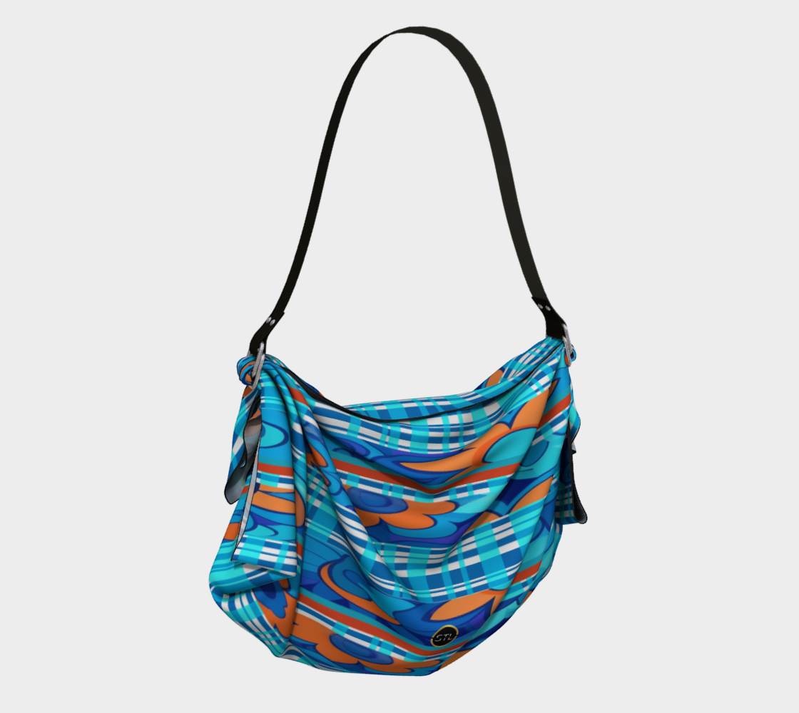 Blue Majestic Hippie Floral Plaid Hobo Scarf Bag