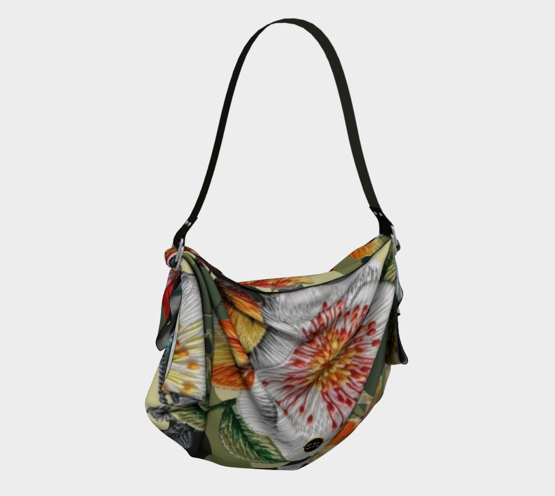 Bolso estilo hobo con bufanda y diseño de camuflaje floral en verde de Free Spirit