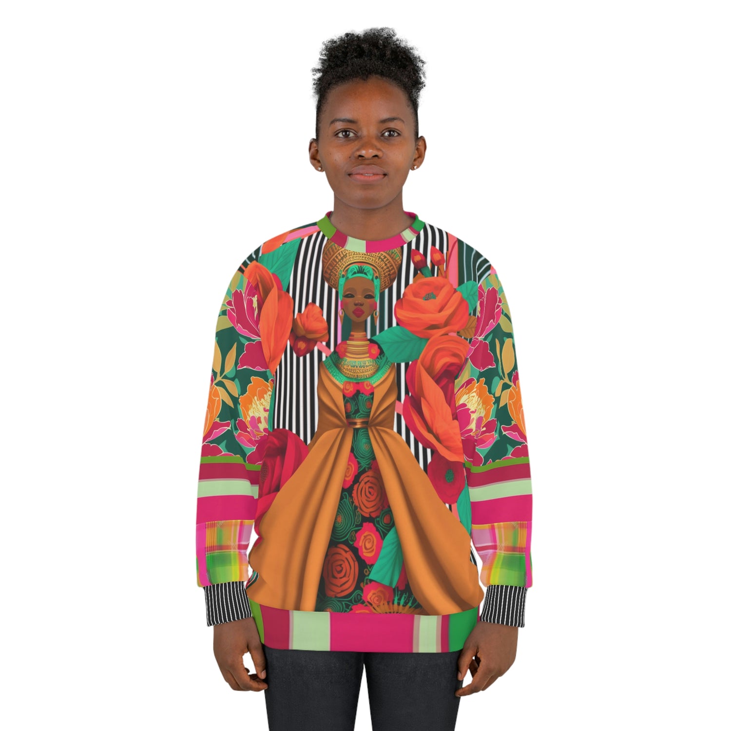 Sudadera unisex con rayas florales de la reina de Eritrea