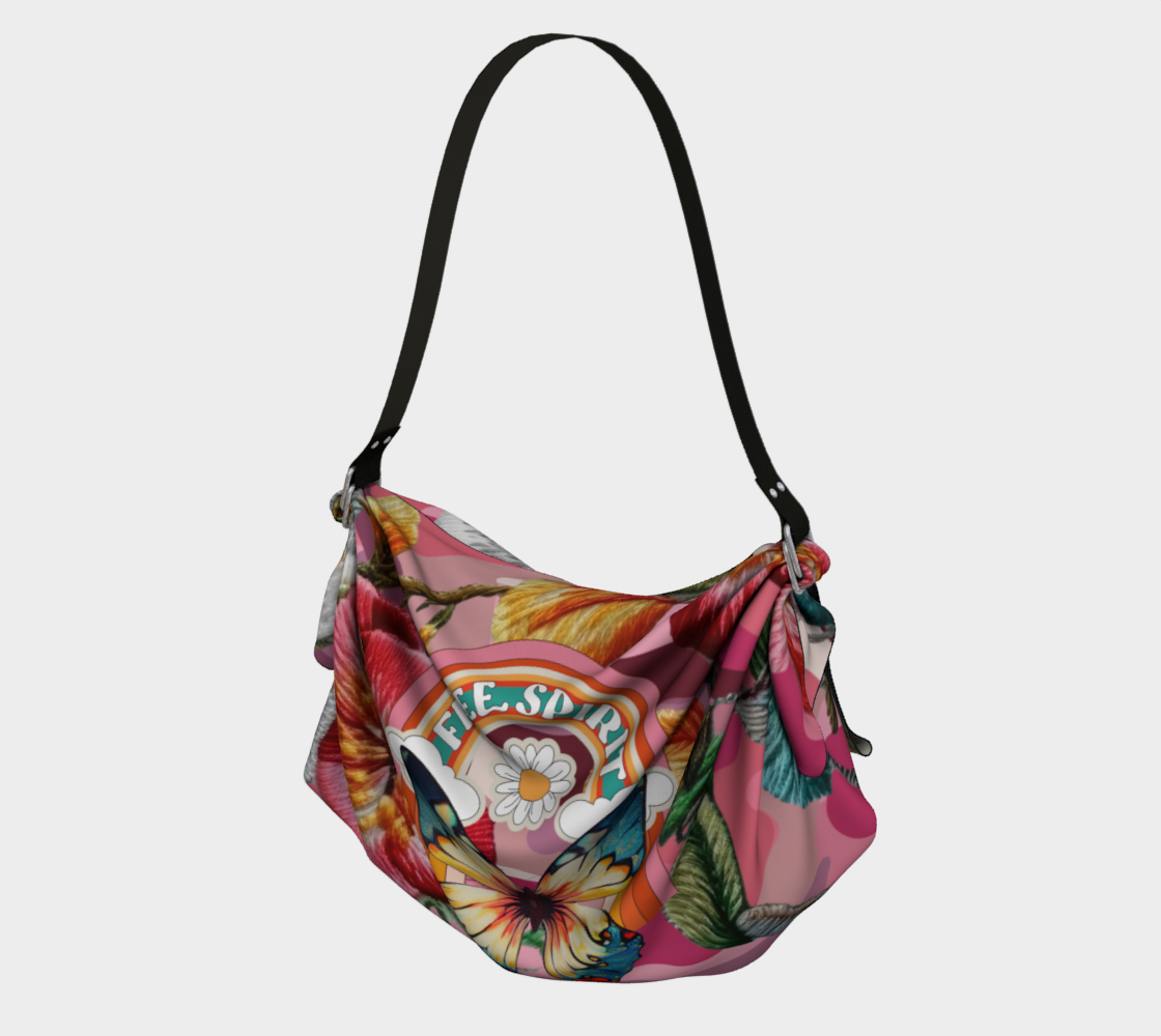 Bolso estilo hobo con bufanda y diseño de camuflaje floral en rosa de Free Spirit