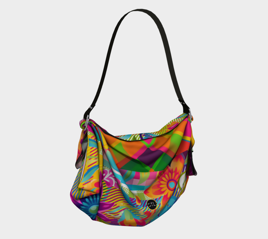 Bolso Hobo Con Bufanda A Cuadros Florales De Mardi Gras Púrpura