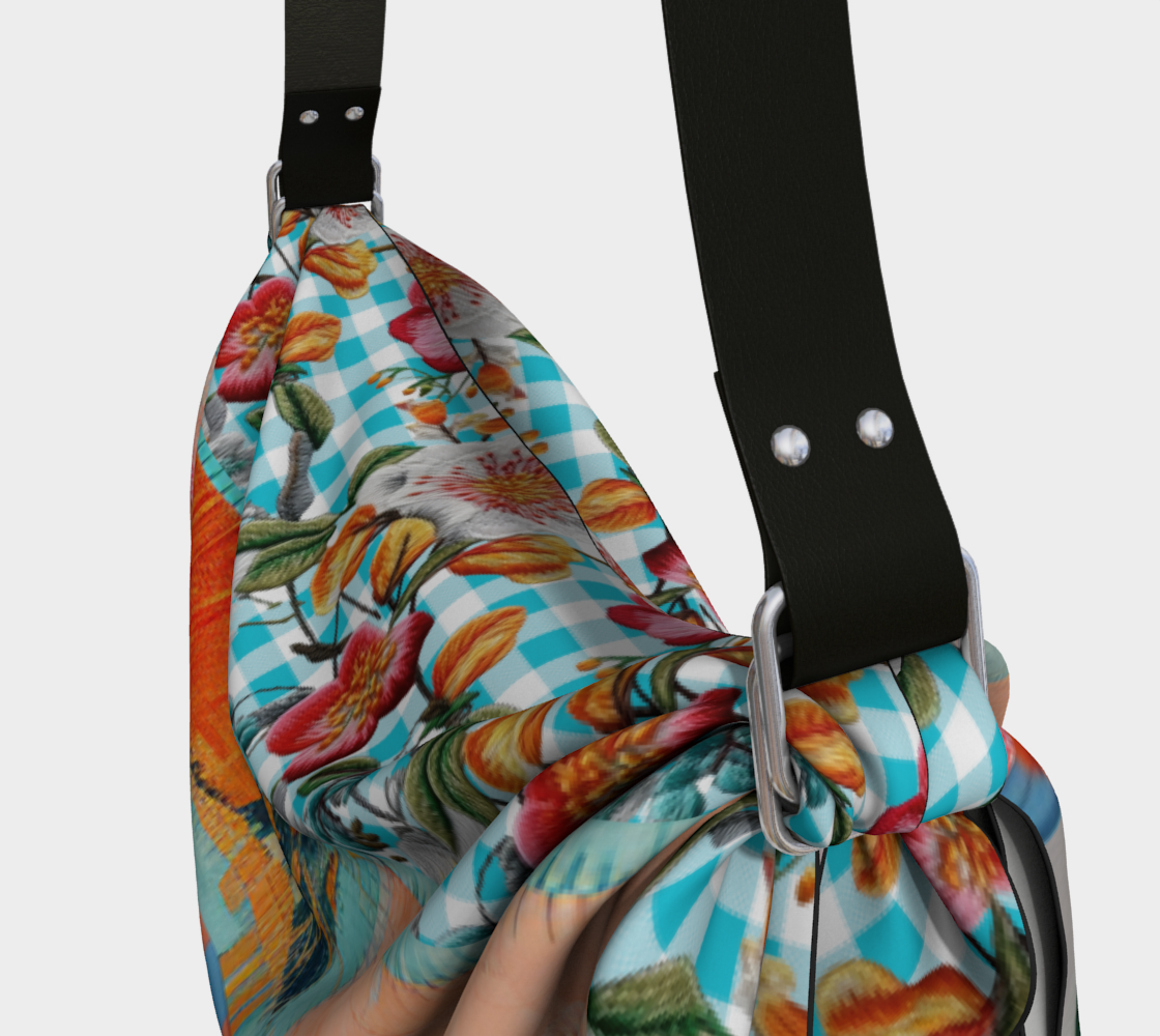 Bolso tipo bufanda hobo con patchwork floral color melocotón y crema