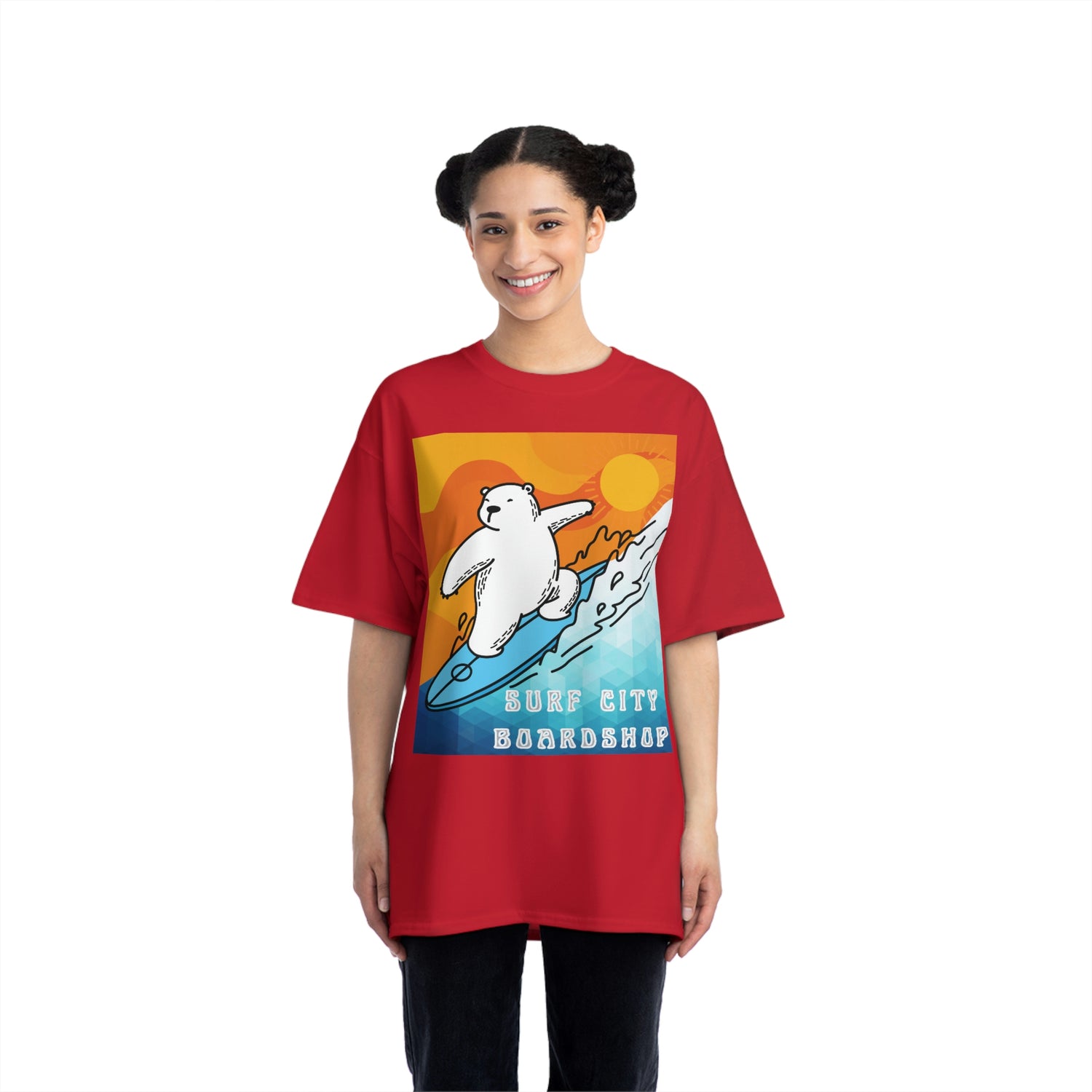 Surf City Boardshop Polar Bear Mascot Sunset Edition Unisex Heavyweight Tee