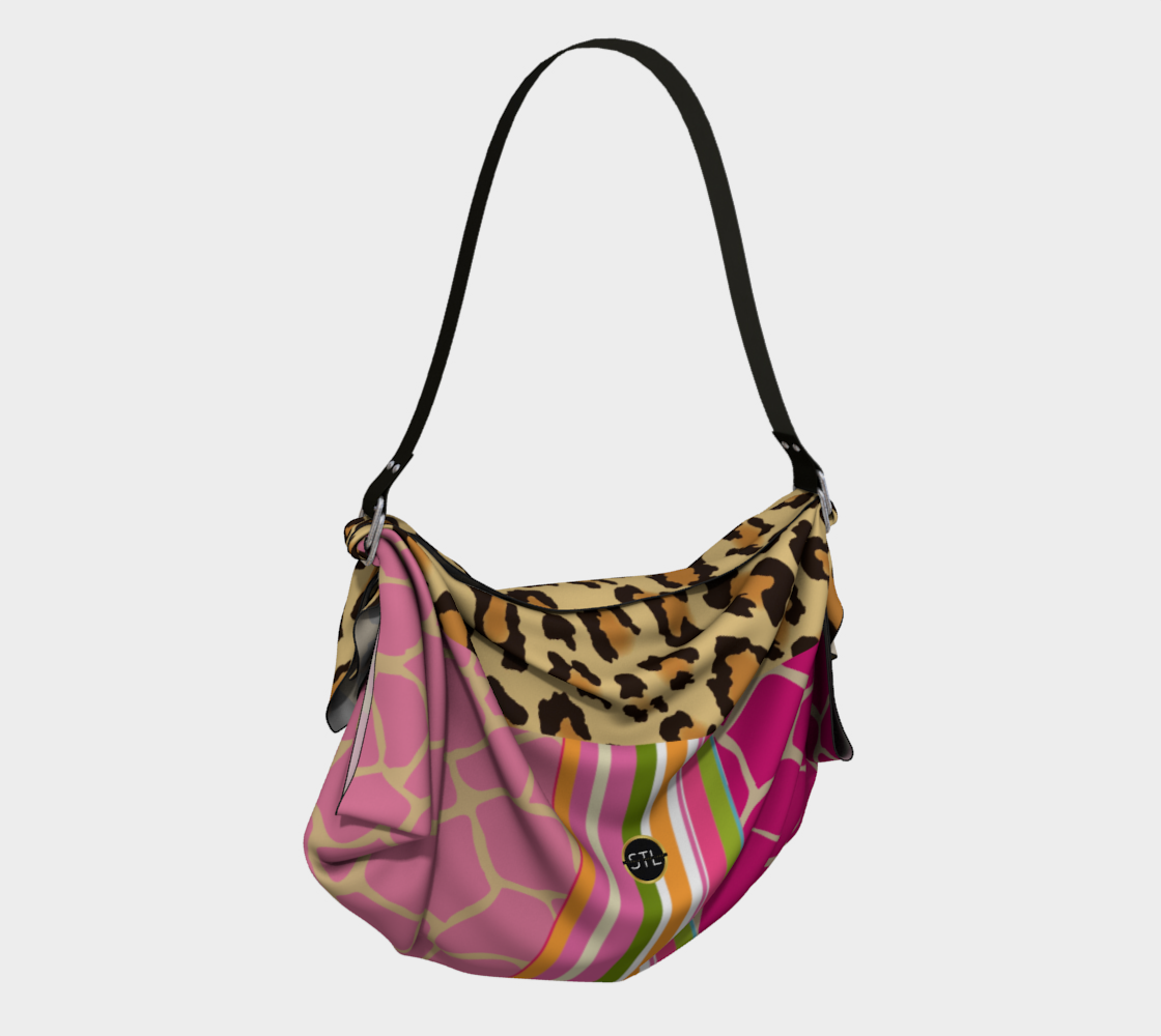 Hip-Hip-Hooray Pink Bicolore Giraffe Cheetah Hobo Scarf Bag