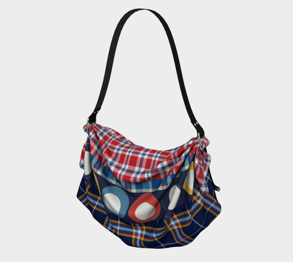 Blue collegiate Plaid Geo Hobo Scarf Bag