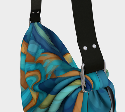 Bolso hobo con bufanda a rayas en azul Neptune Compass