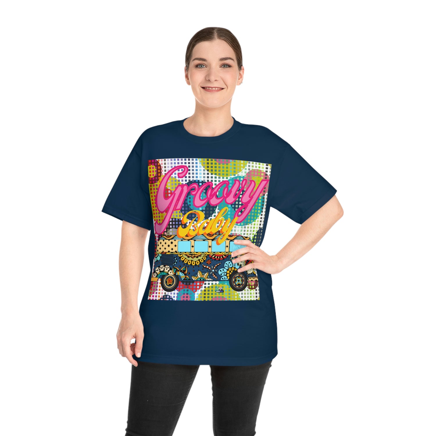 Groovy Baby! Vintage Travel Bus Heavyweight Unisex T-shirt