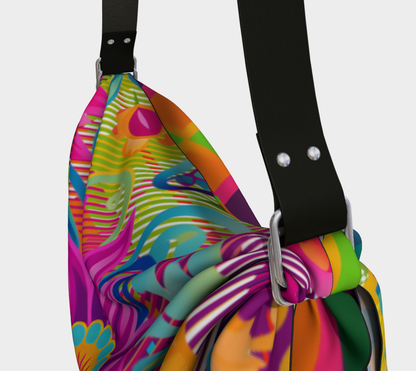 Bolso Hobo Con Bufanda A Cuadros Florales De Mardi Gras Púrpura