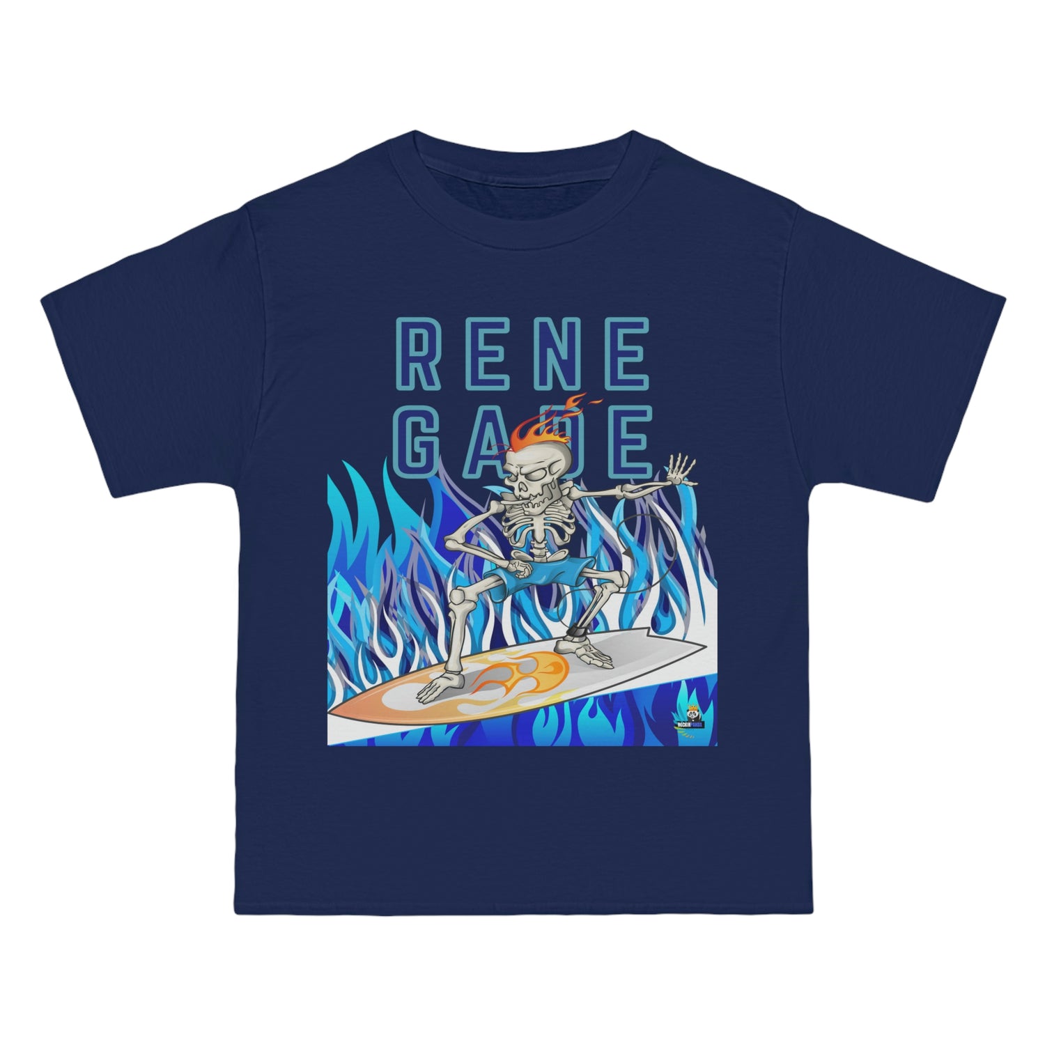 Camiseta pesada Renegade Skeleton Surfer Blue Flame Edition