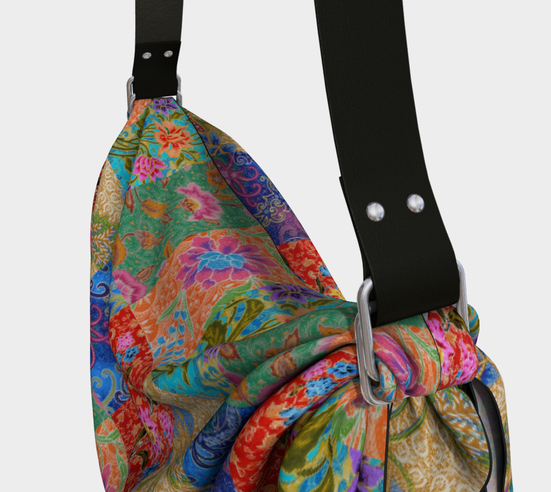 Bolso tipo bufanda Hobo con patchwork floral y batik indio rojo