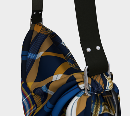 Navy Admiral Tartan Plaid Patchwork Hobo Scarf Bag