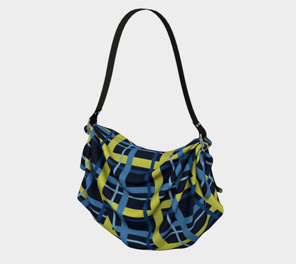 Blue Neon Tartan Plaid Hobo Scarf Bag