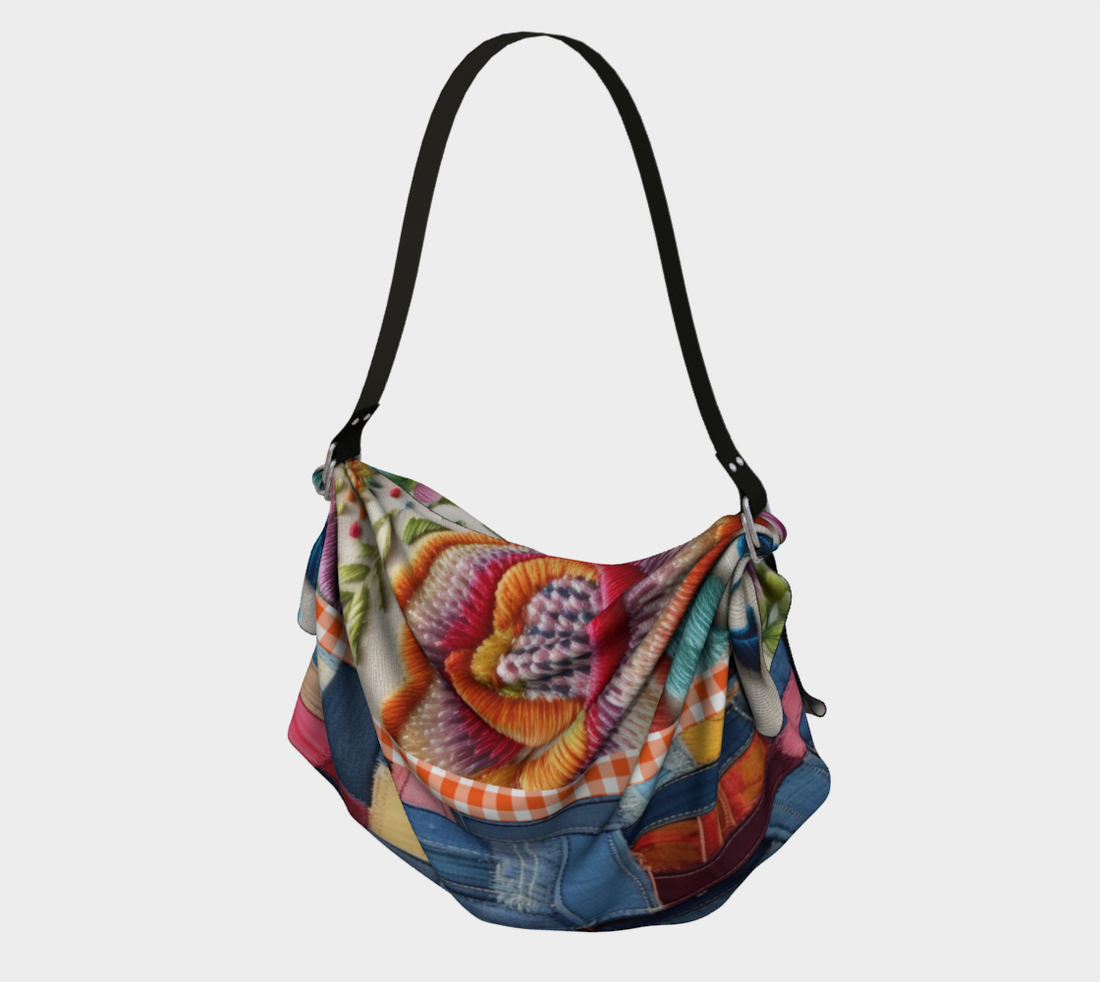 Denim Junction Floral Print Hobo Scarf Bag