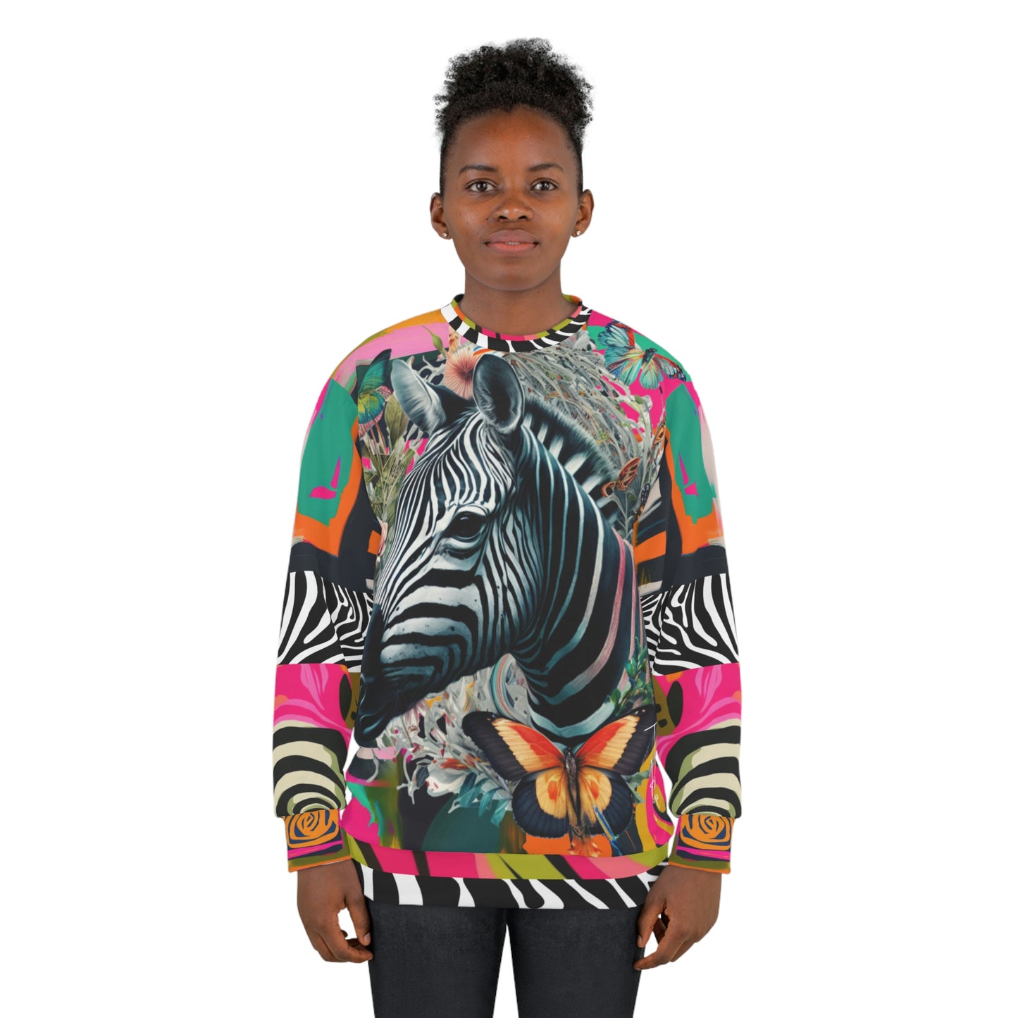Zebra Fantasia Butterfly Swirl Unisex Sweatshirt