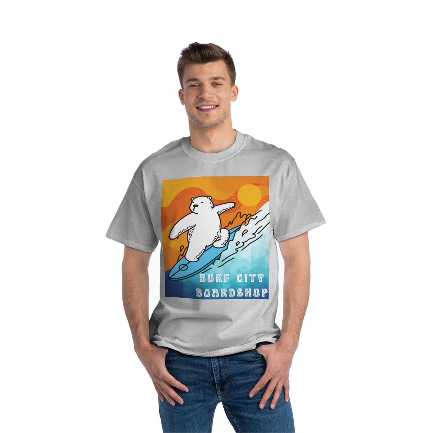 Surf City Boardshop Polar Bear Mascot Sunset Edition Unisex Heavyweight Tee