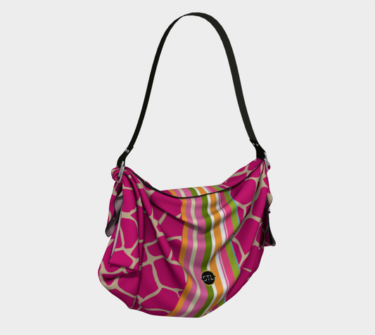 Hip-Hip-Hooray Bolso estilo hobo con bufanda y jirafa rosa pasión