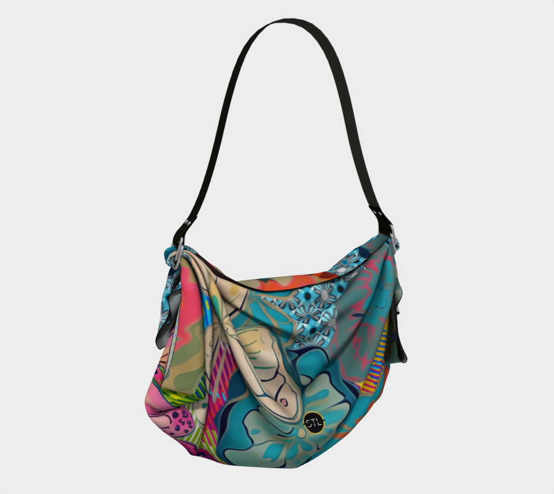 Orange Rainforest Floral Plaid Hobo Scarf Bag