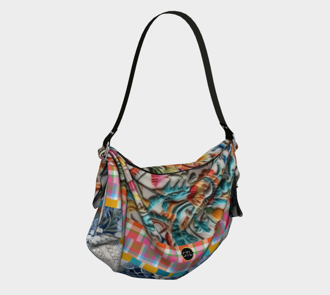 Bolso estilo hobo con bufanda y cuadros de mezclilla floral de Heart of a Gypsy