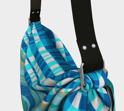 Bolso hobo con bufanda y rayas abstractas Malibu Shores en azul