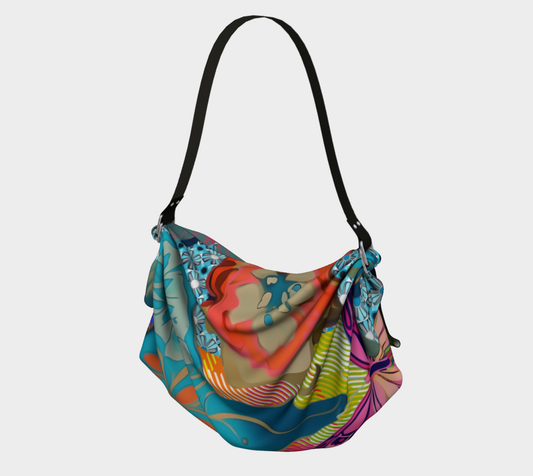 Bolso Hobo Con Bufanda A Cuadros Florales De La Selva Naranja