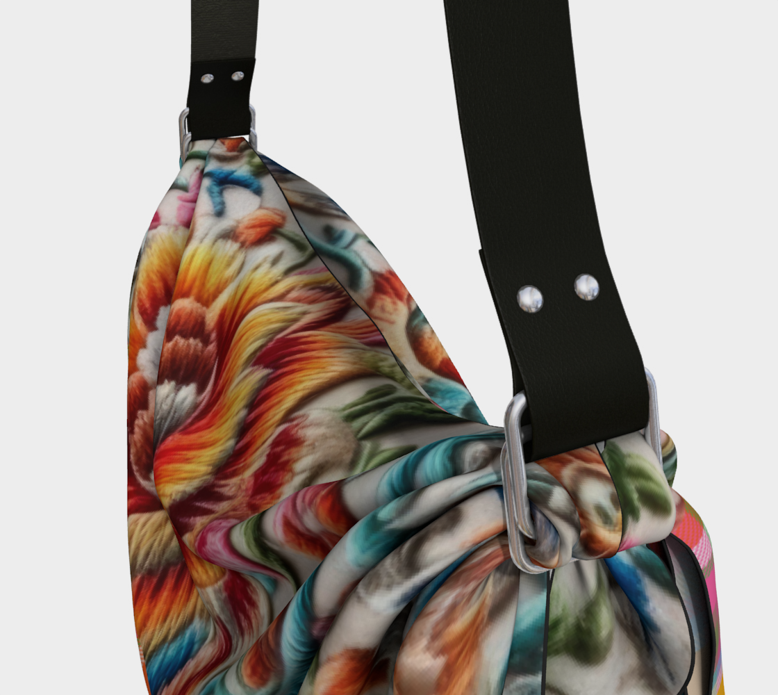 Bolso estilo hobo con bufanda y cuadros de mezclilla floral de Heart of a Gypsy