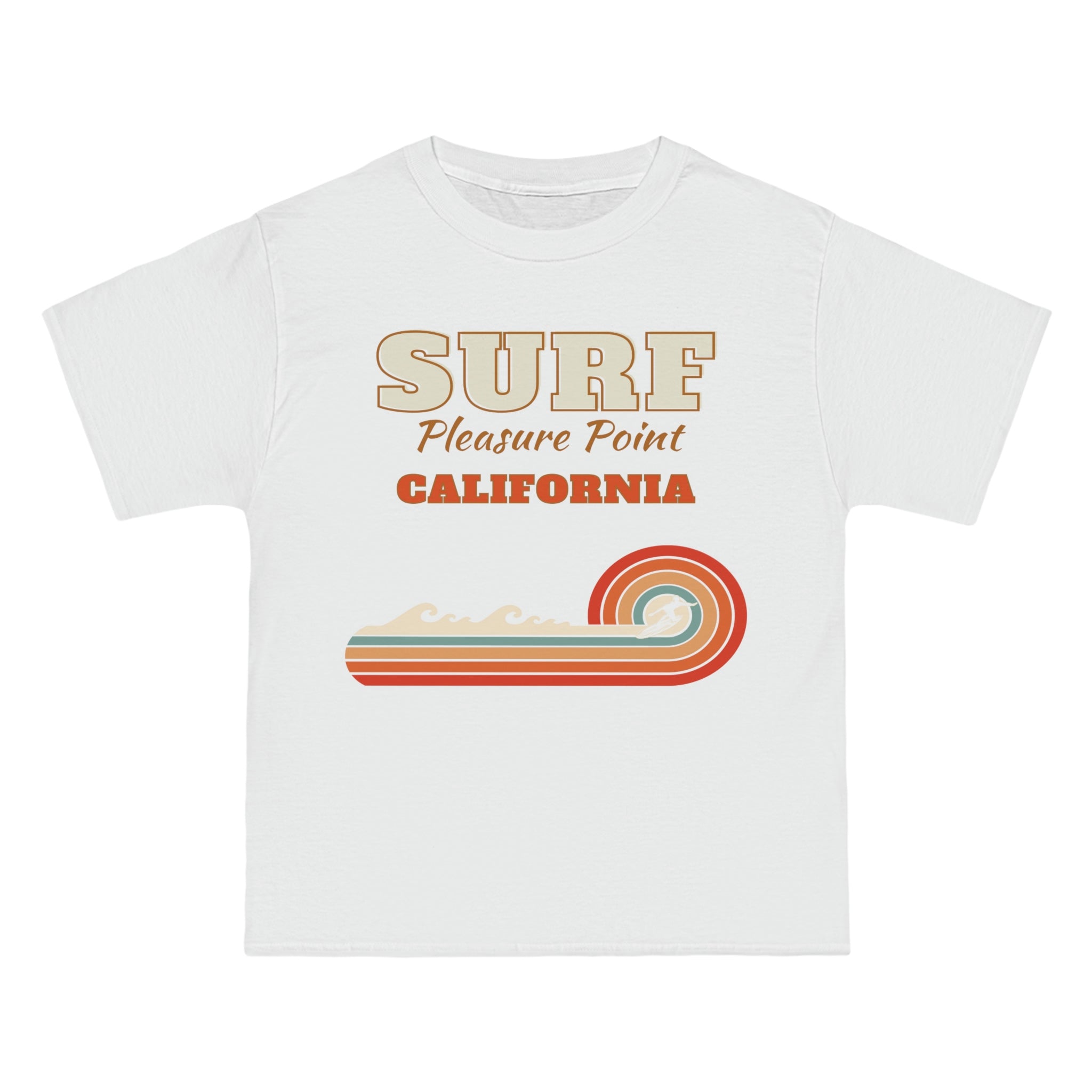 Surf Pleasure Point Vintage Rainbow Stripe Unisex Heavyweight Tee