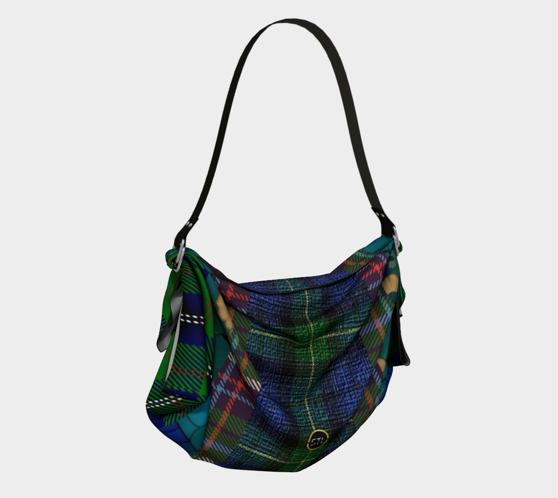Green Scottish Highland Plaid Hobo Scarf Bag