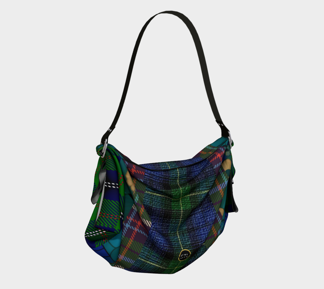 Bolso Hobo con bufanda a cuadros de las Highlands escocesas verdes