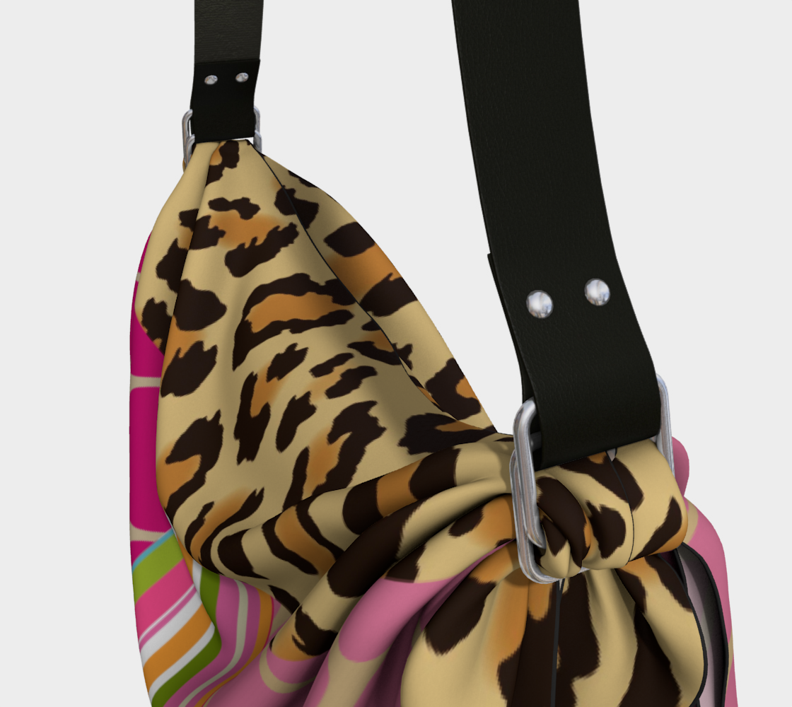 Hip-Hip-Hooray Pink Bicolore Giraffe Cheetah Hobo Scarf Bag