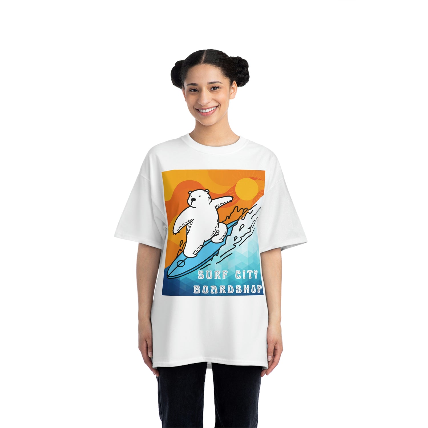 Surf City Boardshop Polar Bear Mascot Sunset Edition Unisex Heavyweight Tee