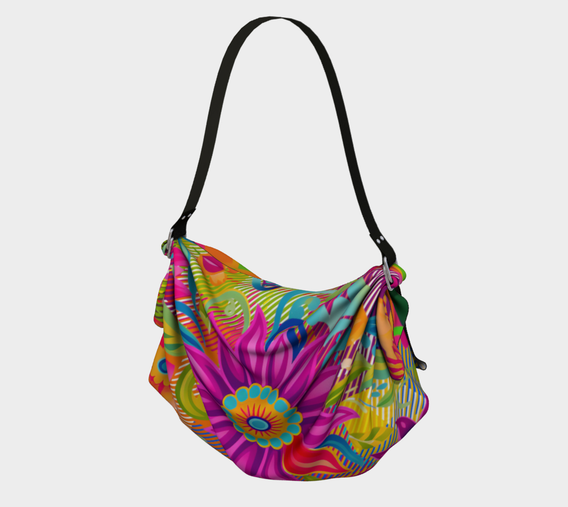 Purple Mardi Gras Floral Plaid Hobo Scarf Bag