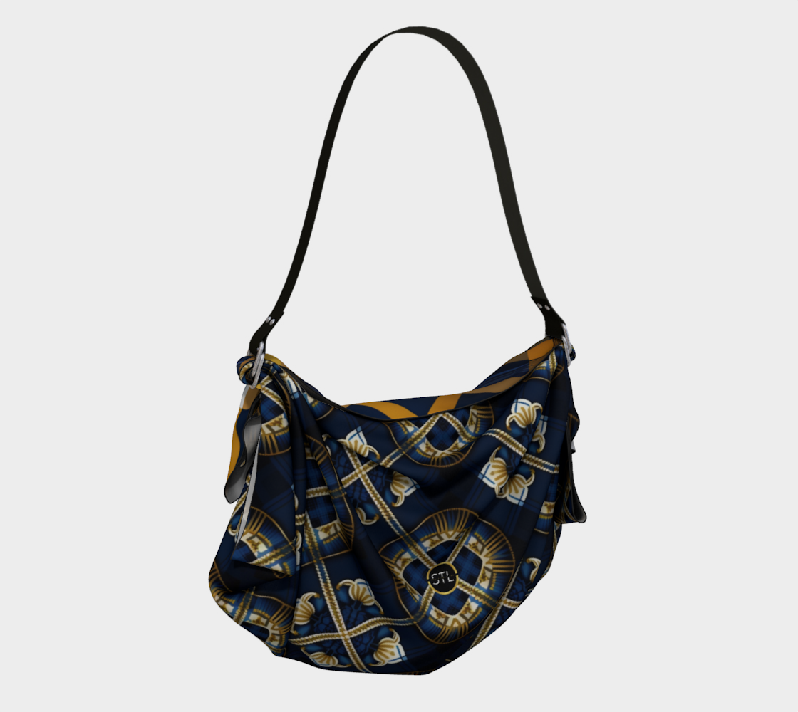 Navy Admiral Tartan Plaid Patchwork Hobo Scarf Bag