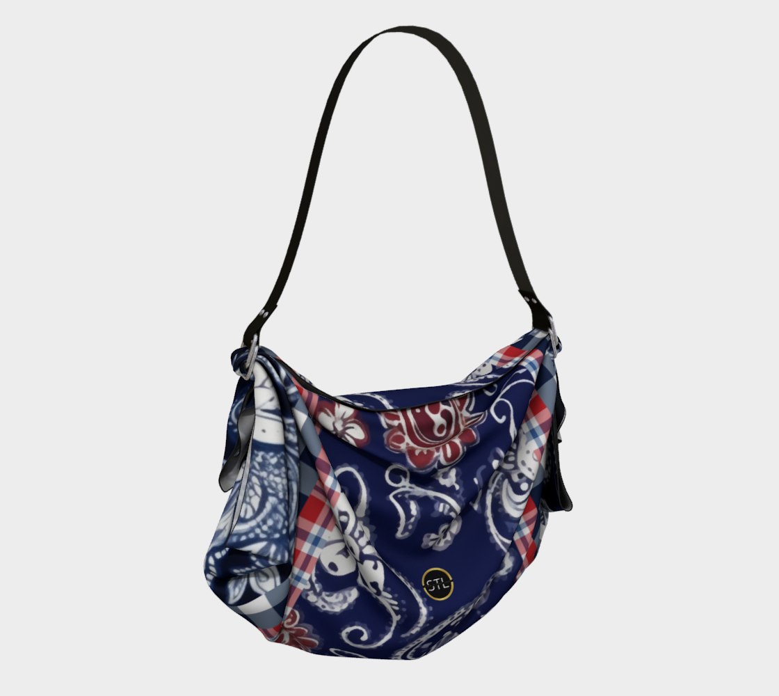 Bolso Hobo Con Bufanda A Cuadros De Paisley Y Bandana Azul