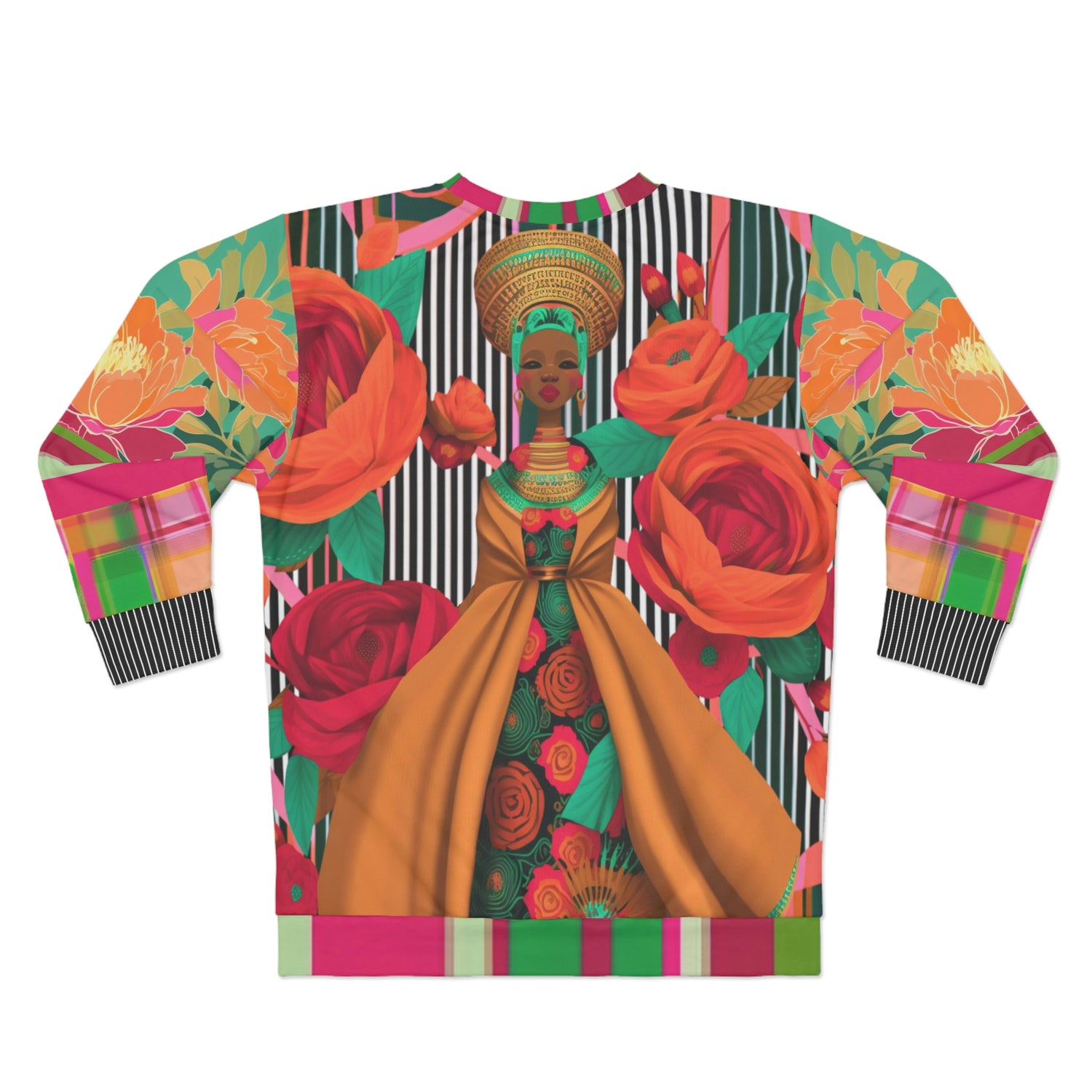 Sudadera unisex con rayas florales de la reina de Eritrea