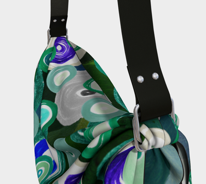 Bolso hobo para bufanda con disco de vidrio oceánico abstracto verde