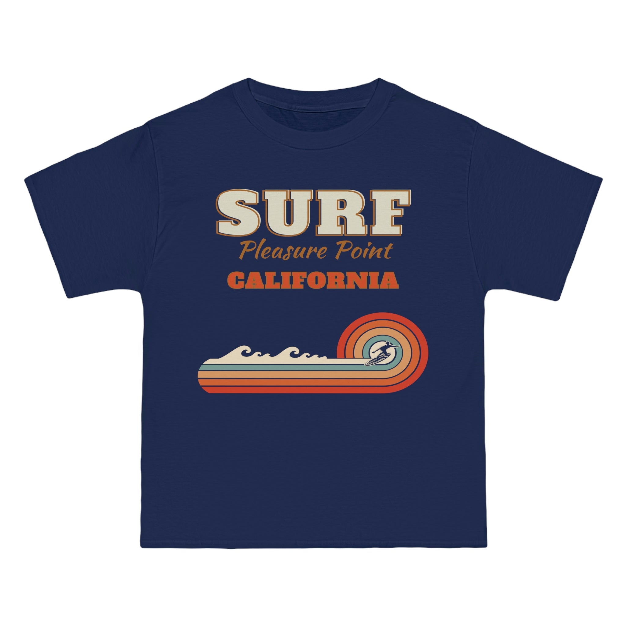 Surf Pleasure Point Vintage Rainbow Stripe Unisex Heavyweight Tee