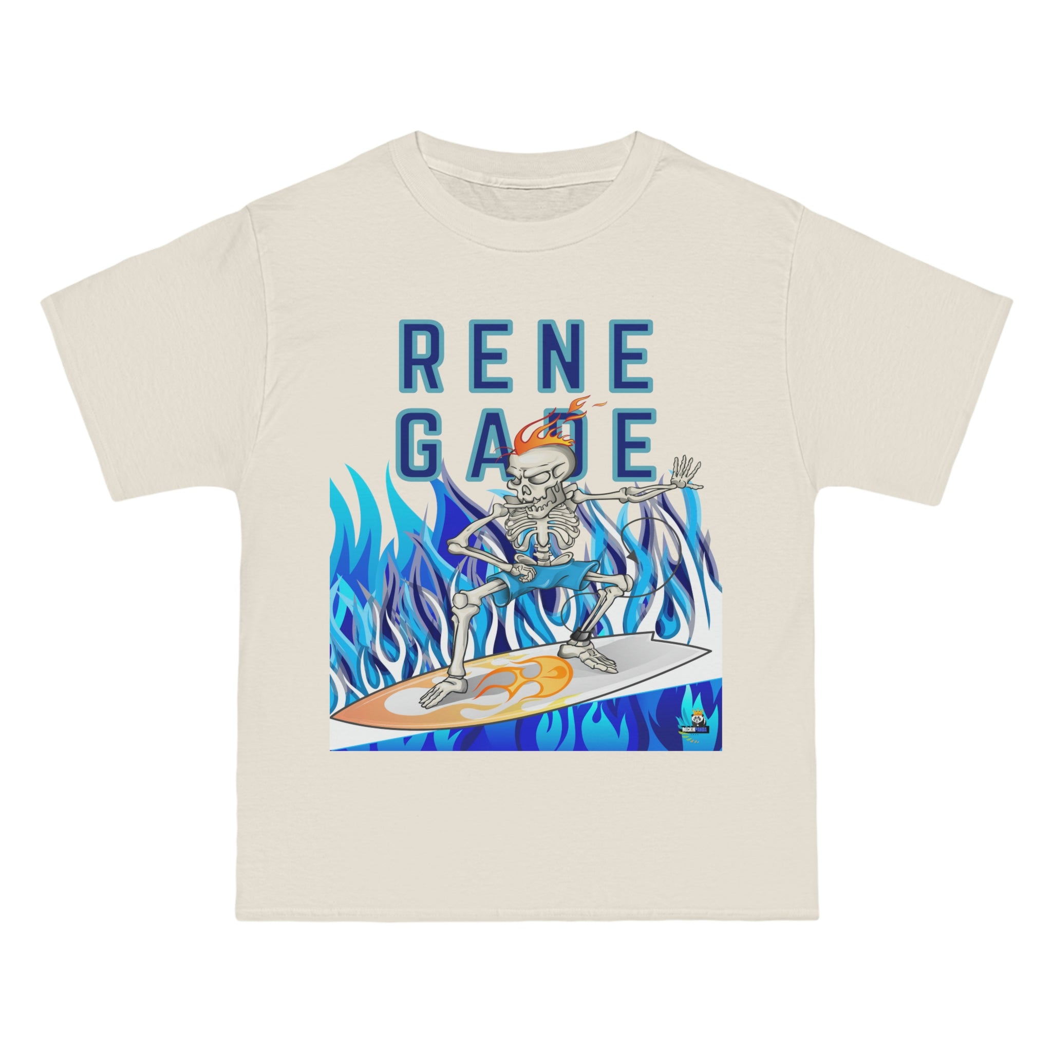 Camiseta pesada Renegade Skeleton Surfer Blue Flame Edition