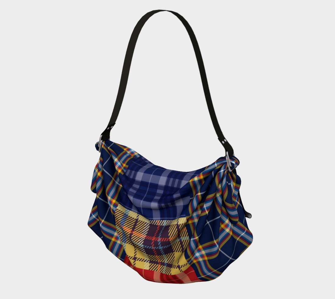 Blue Plaid Cornucopia Hobo Scarf Bag