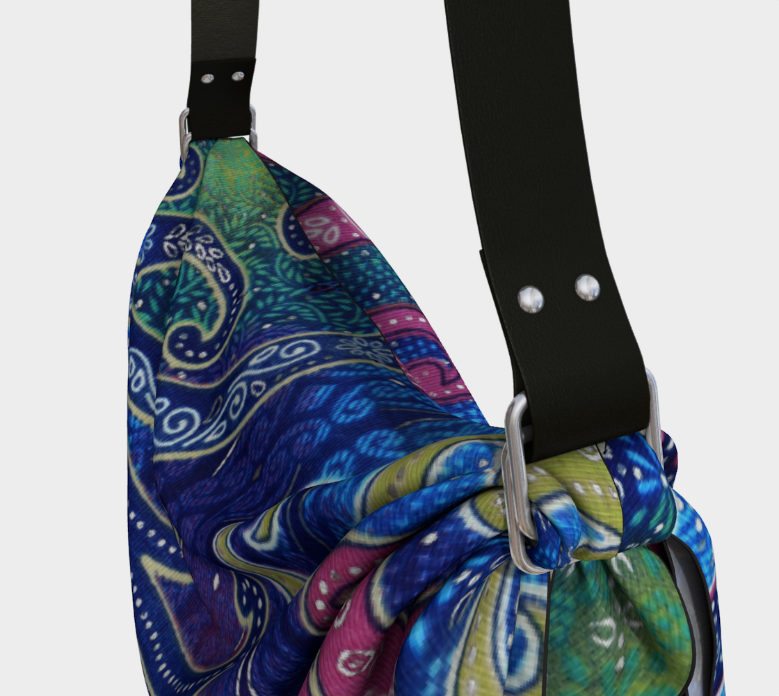 Bolso bufanda hobo batik floral indio azul