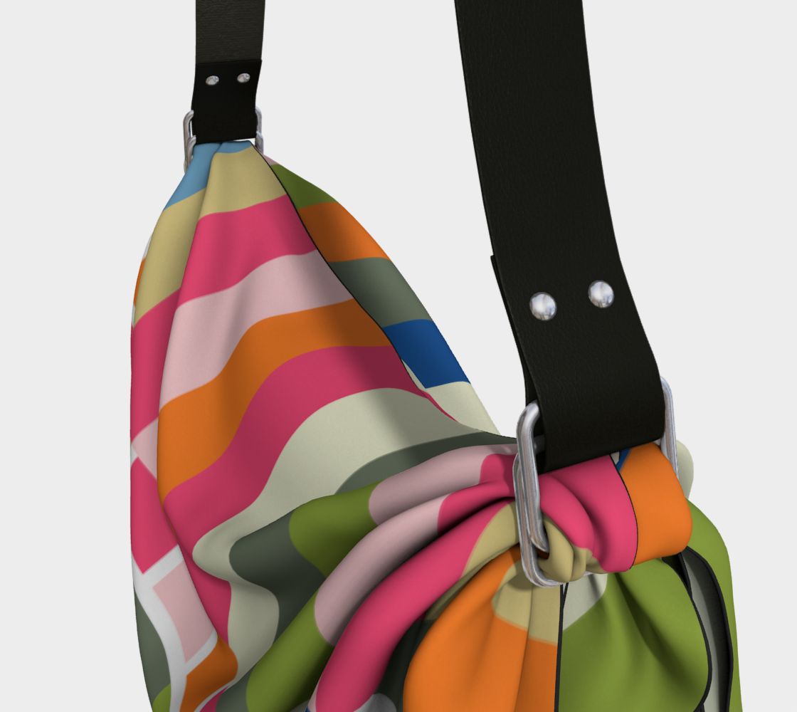 Puerto Vallarta Pink Umbrella Stripe Hobo Scarf Bag