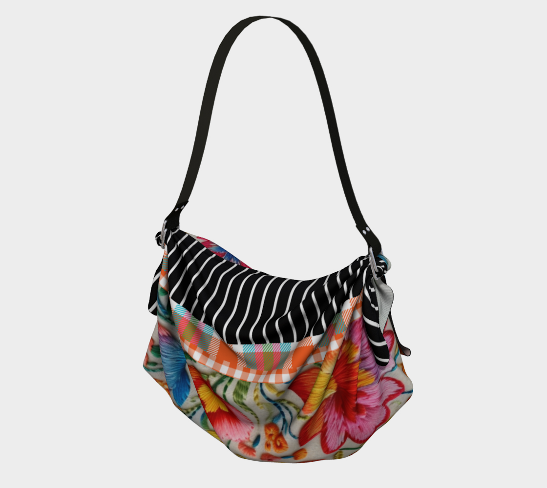 Nordic Striped Floral Plaid Hobo Scarf Bag