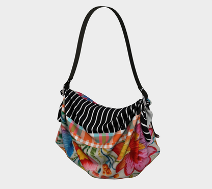 Bolso Hobo Con Bufanda A Cuadros Florales De Rayas Nórdicas